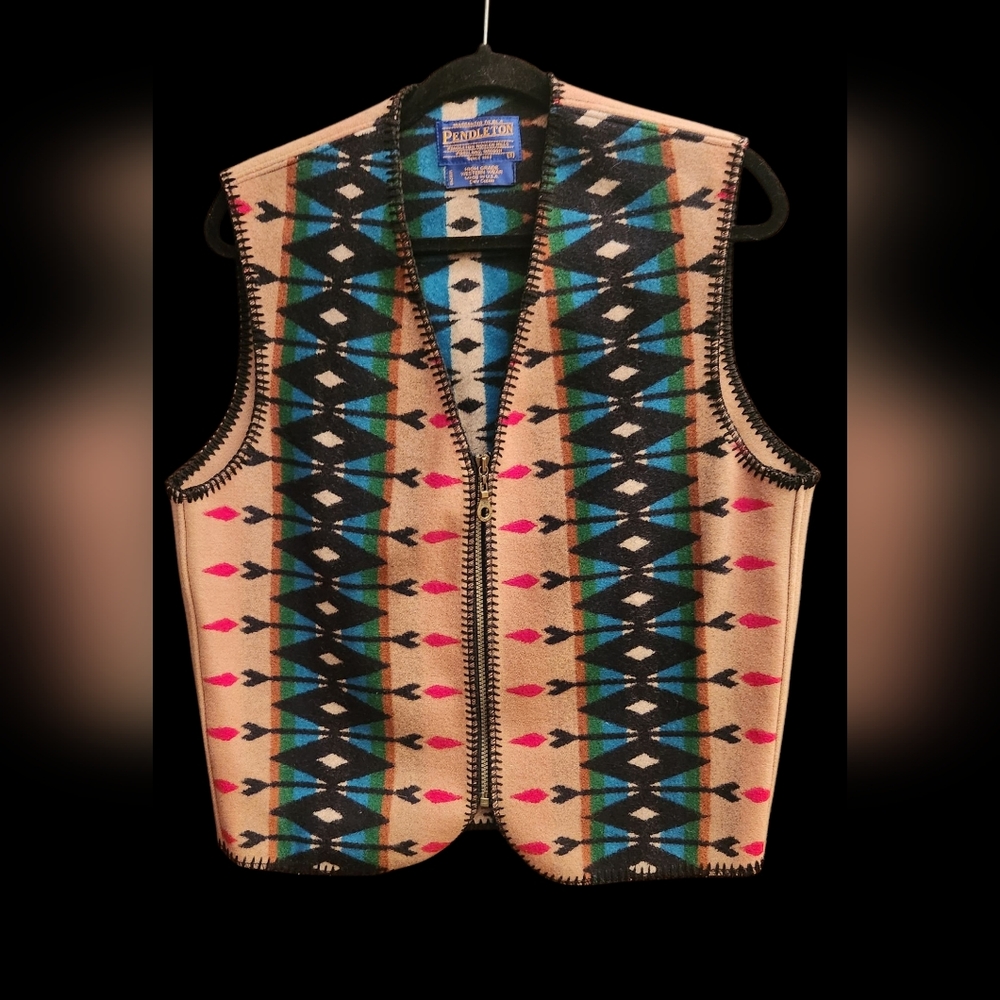 VTG Pendleton Multicolor Native/ Tribal Western Wool Zippered Vest